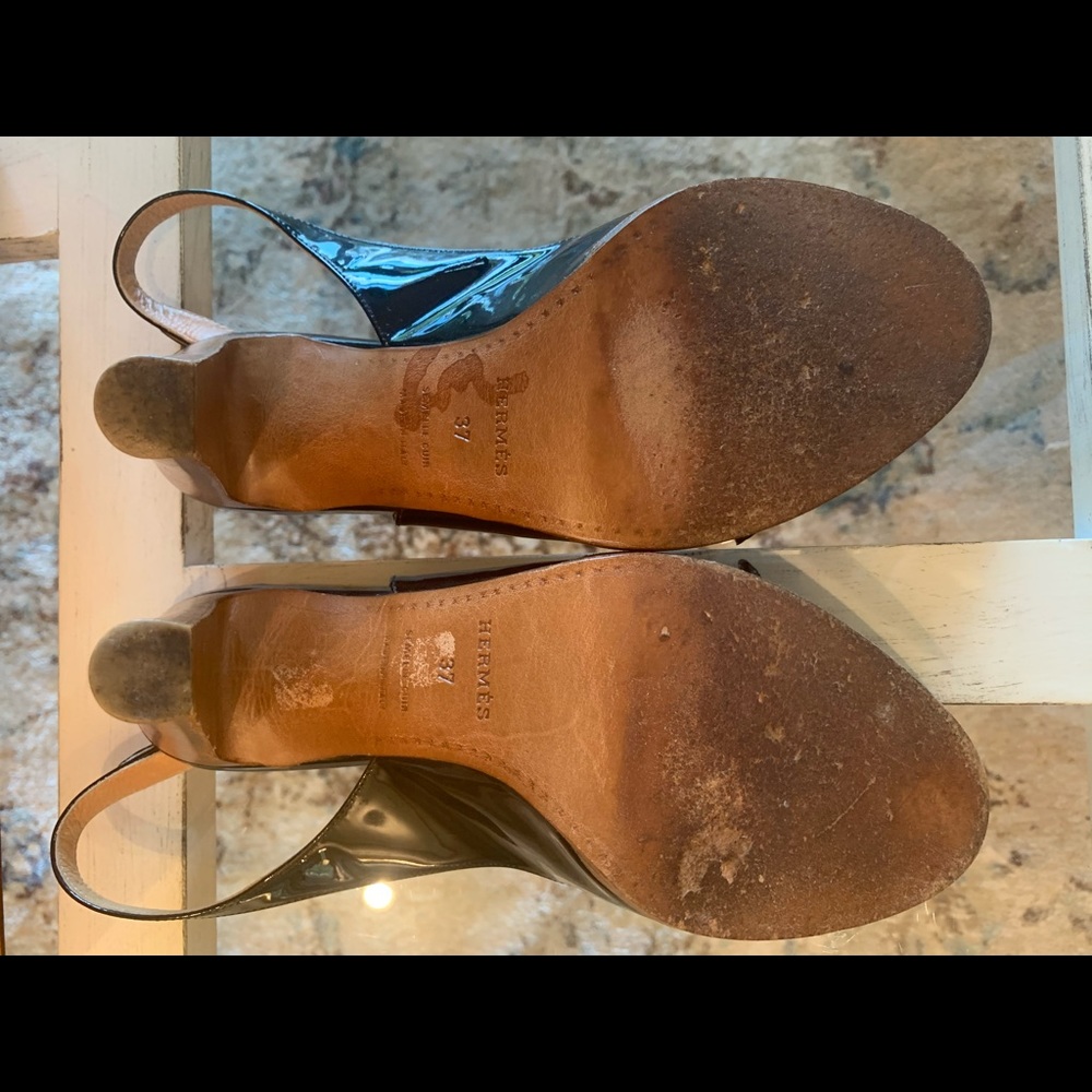 Vintage Hermès Black Patent Leather Slingback Heels~Size 37 - Picture 8 of 15